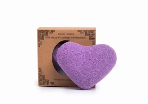 Lavender KONJAC heart make-up removal sponge
